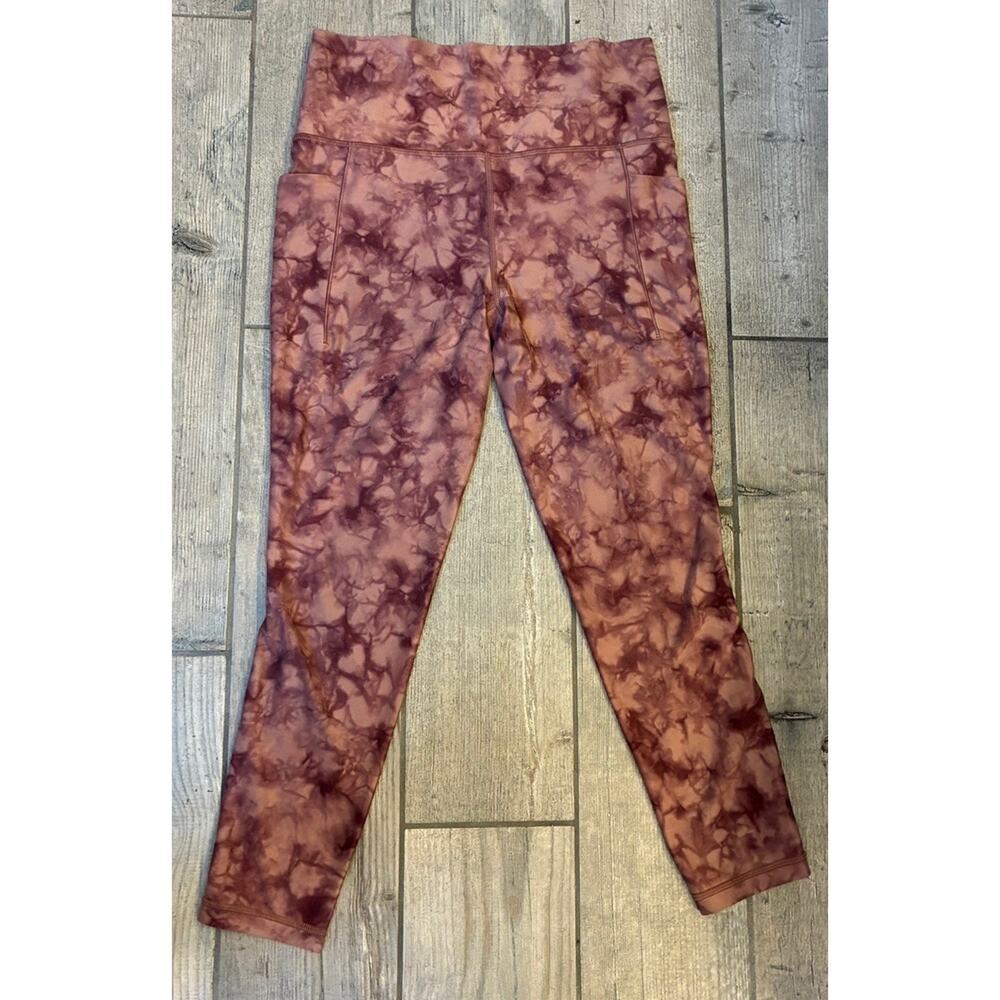 Athleta Salutation Stash Pocket II Pink Tie Dye 7/8 Leggings Size Medium - Picture 2 of 11